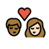 Bagaimana Kiss: Person, Person, Medium-Dark Skin Tone, Light Skin Tone emoji terlihat di Openmoji.