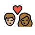 Bagaimana Kiss: Person, Person, Medium-Light Skin Tone, Medium-Dark Skin Tone emoji terlihat di Openmoji.