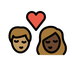 A quoi ressemblent les emoji Bisou : adulte, adulte, peau légèrement mate et peau foncée sur Openmoji.