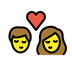 Bagaimana Kiss emoji terlihat di Openmoji.