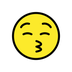 Bagaimana Kissing Face with Closed Eyes emoji terlihat di Openmoji.