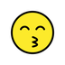 Bagaimana Kissing Face with Smiling Eyes emoji terlihat di Openmoji.