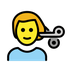 Saç kestiren erkek emojisi Openmoji üzerinde nasıl görünüyor.