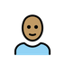 A quoi ressemblent les emoji Homme: peau légèrement mate et chauve sur Openmoji.