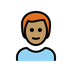 A quoi ressemblent les emoji Homme: peau légèrement mate et cheveux roux sur Openmoji.