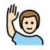 Bagaimana Man Raising Hand: Light Skin Tone emoji terlihat di Openmoji.