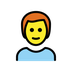 Bagaimana Man: Red Hair emoji terlihat di Openmoji.