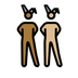 A quoi ressemblent les emoji Hommes avec des oreilles de lapin : peau mate et peau moyennement claire sur Openmoji.