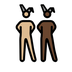 A quoi ressemblent les emoji Hommes avec des oreilles de lapin : peau moyennement claire et peau foncée sur Openmoji.