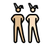 A quoi ressemblent les emoji Hommes avec des oreilles de lapin : peau moyennement claire et peau claire sur Openmoji.