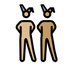 A quoi ressemblent les emoji Hommes avec des oreilles de lapin : peau moyennement claire et peau légèrement mate sur Openmoji.
