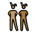 A quoi ressemblent les emoji Hommes avec des oreilles de lapin : peau légèrement mate et peau mate sur Openmoji.