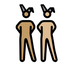 A quoi ressemblent les emoji Hommes avec des oreilles de lapin : peau légèrement mate et peau moyennement claire sur Openmoji.