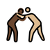 A quoi ressemblent les emoji Lutteurs : peau foncée et peau moyennement claire sur Openmoji.