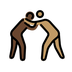 A quoi ressemblent les emoji Lutteurs : peau foncée et peau légèrement mate sur Openmoji.