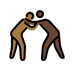 A quoi ressemblent les emoji Lutteurs : peau mate et peau foncée sur Openmoji.
