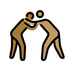 A quoi ressemblent les emoji Lutteurs : peau mate et peau légèrement mate sur Openmoji.