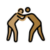 A quoi ressemblent les emoji Lutteurs : peau légèrement mate et peau mate sur Openmoji.