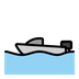 Motorlu tekne emojisi Openmoji üzerinde nasıl görünüyor.
