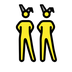 A quoi ressemblent les emoji Personnes avec des oreilles de lapin : peau légèrement mate et peau moyennement claire sur Openmoji.