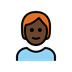 Bagaimana Person: Dark Skin Tone, Red Hair emoji terlihat di Openmoji.