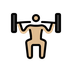 Bagaimana Person Lifting Weights: Medium-Light Skin Tone emoji terlihat di Openmoji.