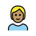 Jak wygląda emoji Osoba z włosami blond: karnacja średnia w Openmoji.