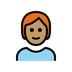 A quoi ressemblent les emoji Adulte : peau légèrement mate et cheveux roux sur Openmoji.