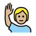 Bagaimana Person Raising Hand: Medium-Light Skin Tone emoji terlihat di Openmoji.