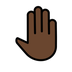 Bagaimana Raised Back of Hand: Dark Skin Tone emoji terlihat di Openmoji.