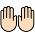 Bagaimana Raising Hands: Light Skin Tone emoji terlihat di Openmoji.