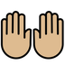 Bagaimana Raising Hands: Medium-Light Skin Tone emoji terlihat di Openmoji.