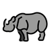 Bagaimana Rhinoceros emoji terlihat di Openmoji.