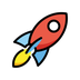 Bagaimana Rocket emoji terlihat di Openmoji.