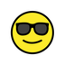 Bagaimana Smiling Face with Sunglasses emoji terlihat di Openmoji.