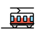 Bagaimana Tram Car emoji terlihat di Openmoji.