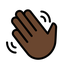 Bagaimana Waving Hand: Dark Skin Tone emoji terlihat di Openmoji.