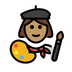 Jak wygląda emoji Artystka: karnacja średnia w Openmoji.