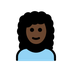 Bagaimana Woman: Dark Skin Tone, Curly Hair emoji terlihat di Openmoji.