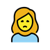 Bagaimana Woman Frowning emoji terlihat di Openmoji.