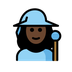 Bagaimana Woman Mage: Dark Skin Tone emoji terlihat di Openmoji.