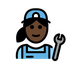 Bagaimana Woman Mechanic: Dark Skin Tone emoji terlihat di Openmoji.