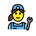 Bagaimana Woman Mechanic emoji terlihat di Openmoji.