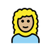 Bagaimana Woman: Medium-Light Skin Tone, Curly Hair emoji terlihat di Openmoji.