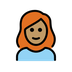 A quoi ressemblent les emoji Femme: peau légèrement mate et cheveux roux sur Openmoji.