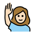 Bagaimana Woman Raising Hand: Light Skin Tone emoji terlihat di Openmoji.