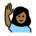 Bagaimana Woman Raising Hand: Medium-Dark Skin Tone emoji terlihat di Openmoji.