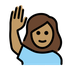 Bagaimana Woman Raising Hand: Medium Skin Tone emoji terlihat di Openmoji.