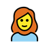 Bagaimana Woman: Red Hair emoji terlihat di Openmoji.