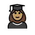 Jak wygląda emoji Studentka: karnacja średnia w Openmoji.